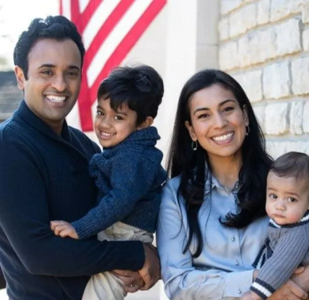 Vivek Ramaswamy with his wife and children
