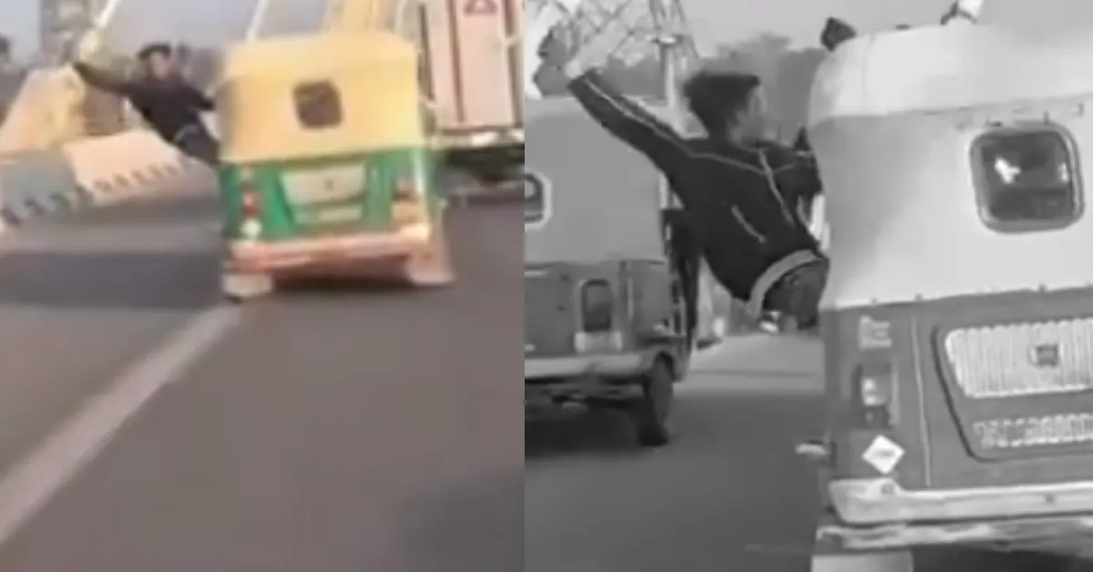 Autorickshaw Driver Doing Stunt