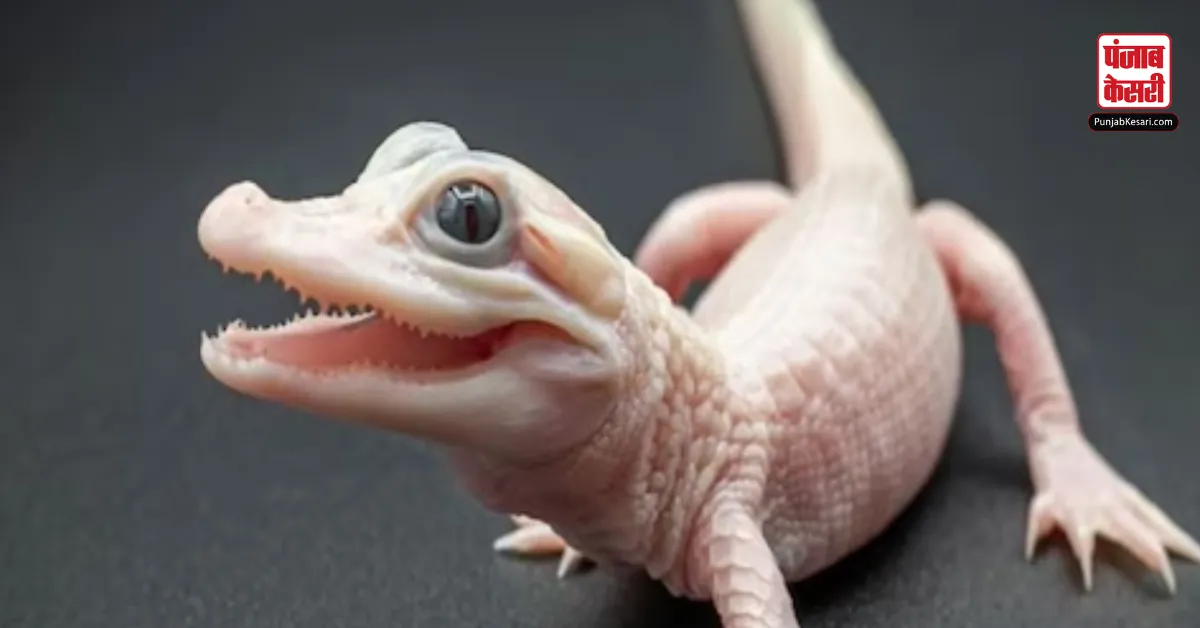 Super rare leucistic alligator