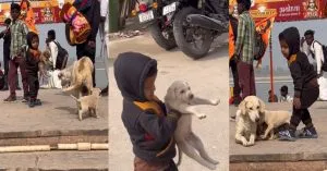 Viral Boy-Puppy Video at Ayodhya Saryu River