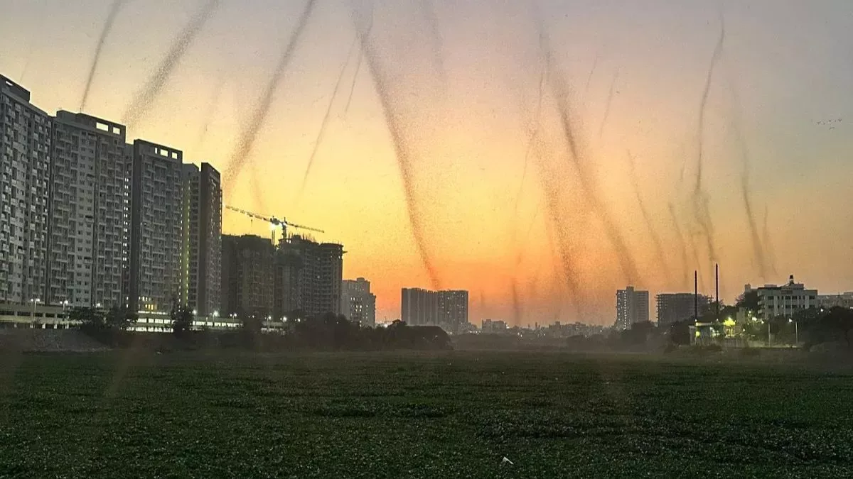 mosquito tornado swirls over mutha river in pune