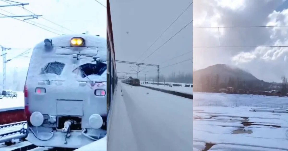 Indian Railways shared a mesmerizing video of snow covered Jammu and Kashmir