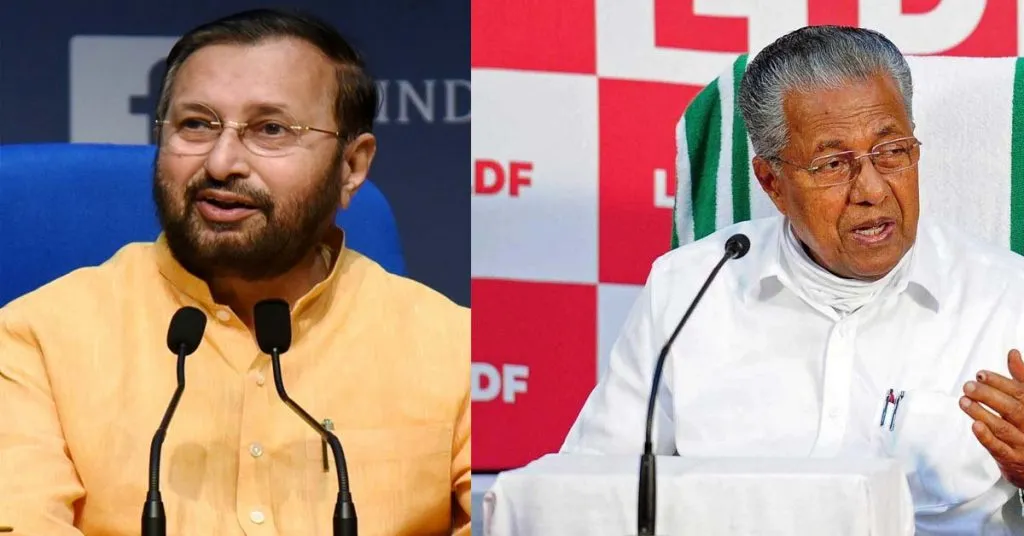 Kerala CM Pinarayi Vijayan and BJP Leader Prakash Javdekar