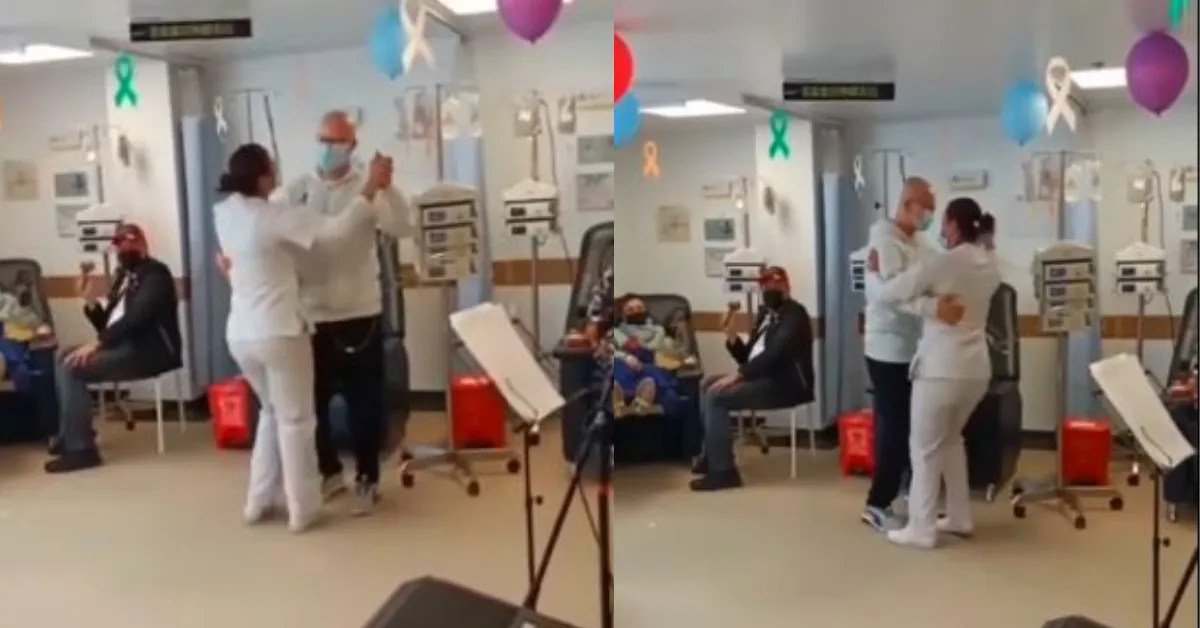 Nurse dances with cancer patient to cheer him up